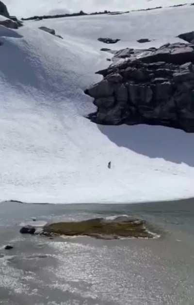 Skiing through a Glacier Pond in Norway