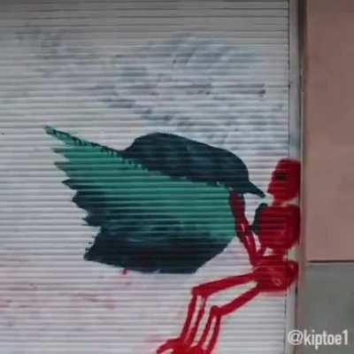 Awesome stop motion street art . Credit to kiptoe