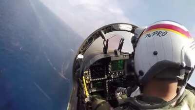 Landing a $100Million Fighter Jet on a moving Aircraft Carrier whilst your helmet says ‘No Pro’