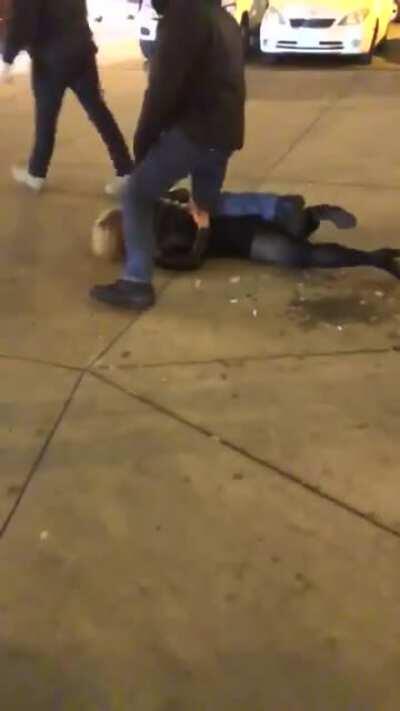 Drunk blonde gets instant karmaed by undercover/off-duty police officer.