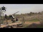 Syrian Martyrs Brigades (FSA) fighters targeted with close airstrike after targeting warplane (Jan 2013 Raqqa, Syria)