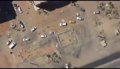 drone drops mortar bomb on rapid support force {RSF} militants in the Sudanese capital, Khartoum.