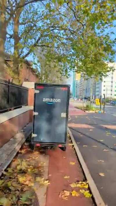 Chasing an Amazon delivery wagon in the cycle lane. The future is now