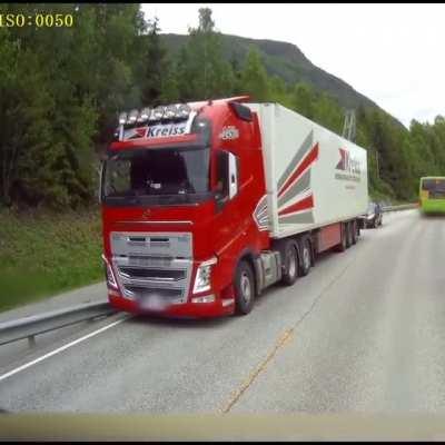 Semi Truck Narrowly Misses Kids Crossing Street