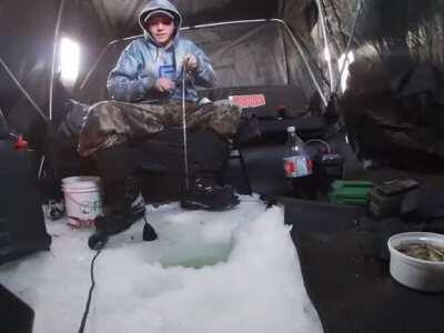 Ice fishing with a sonar GPS