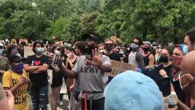 A moment of foreboding at yesterday’s protest outside Gracie Mansion