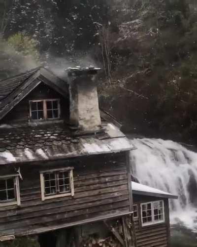 Imagine sitting next to your fireplace looking out the window and that river and snow.