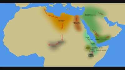 Expansion of Proto-Afro-Asiatic - Levant Hypothesis - Credit: Ancient Semitic