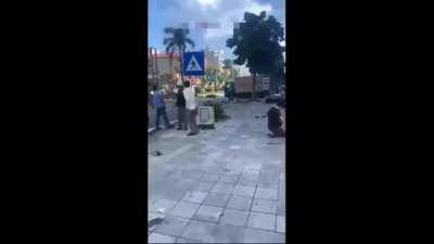 Gas explosion at an outdoor cafe