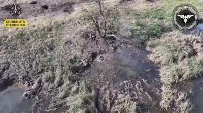 A fpv drone targeted a Russian trying to play dead, November 2024, NSFW warning