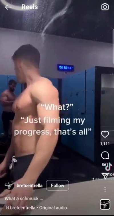 Guy is politely asked to stop filming in the changing room...