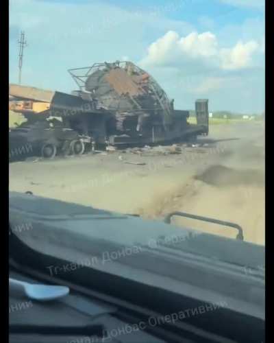 Correction Russian T-80BVMs with barbecues in the Kursk region were apparently destroyed not T-62M. Coordinates: ( 51.204828, 35.232275 )