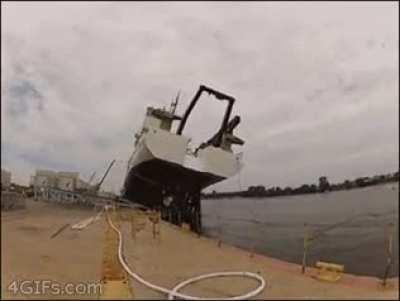 Ship launch causes shrapnel to fly everywhere