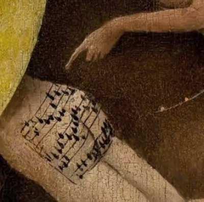 •600 Years Old Butt Song From Hell• Hieronymus Bosch’s “Gardens of the Earthly Delights” shows a dead man in hell with a song written on his butt. This is how it sounds.