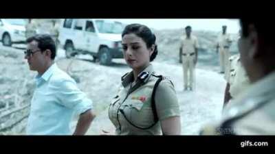 Tabu's tight police officer costume - boob show from Drishyam