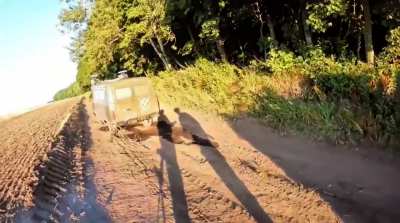 UA POV: Aftermath of ambush on Russian van