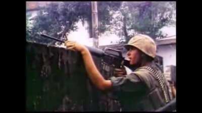 Combat Footage from the Vietnam War with Get around from the Beach Boys playing in the background