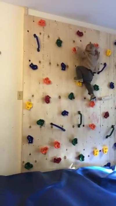 Father built his kid a climbing wall to get him to stop climbing furniture )