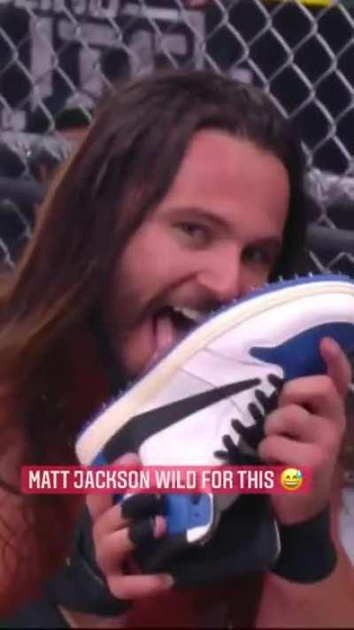 Matt Jackson licking his Air Jordan 1’s