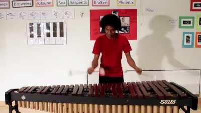 Super Mario Bros. on Marimba (with 4 Mallets) by Aaron Grooves