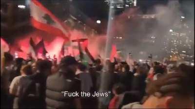 A crowd at the steps of the Sydney Opera House chant &quot;gas the Jews&quot;