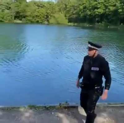 Yes, lets push a cop into a lake