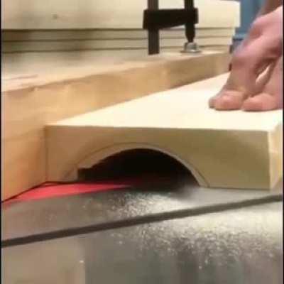 Using a table saw to cut a curve.