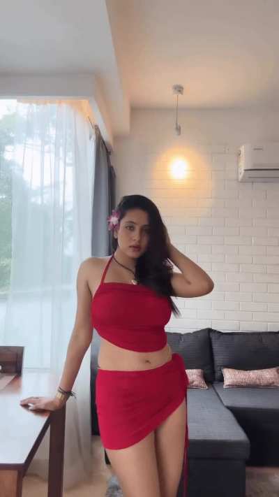 Annyesha Chakraborty in red crop top and sarong