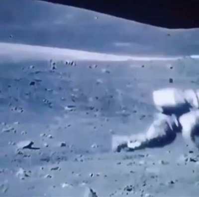 Bloopers from NASA showing astronauts losing their footing while walking on the moon.