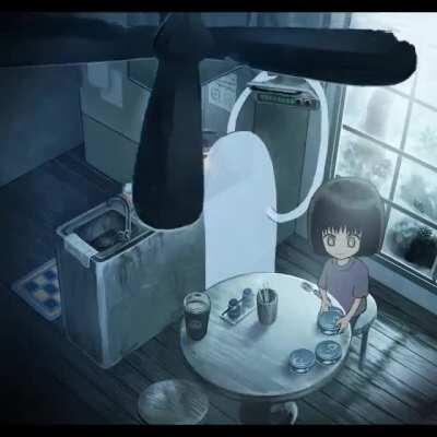 A ghost helps a girl make lunch [Aihara Fu]