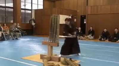 Kendo Master (the last one in this gif) demonstrates how useless a katana could be without the right skill and experience on how to use it