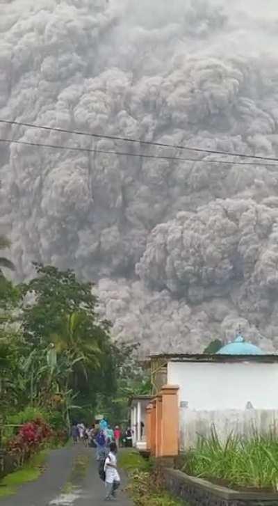 Volcanic ash eruption from Semeru Mountain in Java this afternoon at 3pm