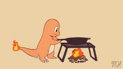 Charmander making pancakes