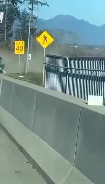 Slow speed chase ends in Police Pitting a tractor on Highway 15 in Surrey this afternoon. 