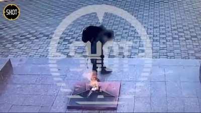 A Russian fifth grader put out an Eternal Flame with a fire extinguisher in Mozhaysk, Moscow. The eternal flame has (previously) been burning since it's erection in 1985