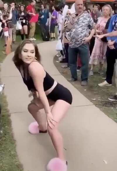 Woman twerks at a public protest 