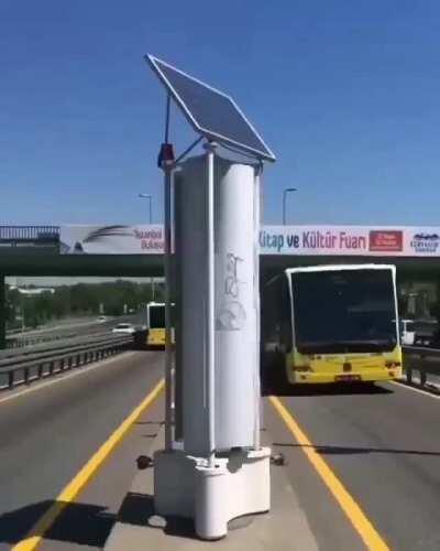 Wind turbine in Turkey that uses passing traffic to get powered.