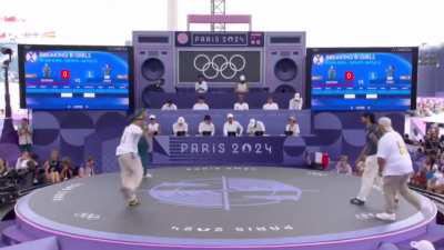 The entire breakdance performance of the 36-year-old Rachael Gunn a.k.a. Raygun who received 0 points by the judges. She is a full-time PhD lecturer in Cultural Studies. Afterwards, Anna Meares (AOC Chef de Mission) said &quot;Raygun is the best breakdancer fe