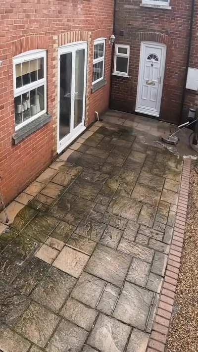 Cleaning a dirty patio