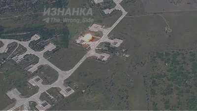 Russian Iskander-M missile targets a Ukrainian MiG-29 fighter aircraft at Dolgintsevo airbase near Kryvyi Rih