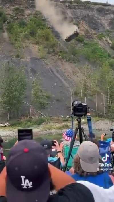 Instead of fireworks on the 4th of July, they launch old cars off a cliff in Glacier View, Alaska