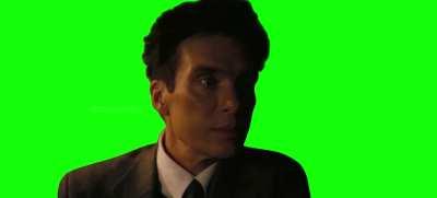 [GREEN SCREEN] Oppenheimer shocked and stressed out staring face Meme Template