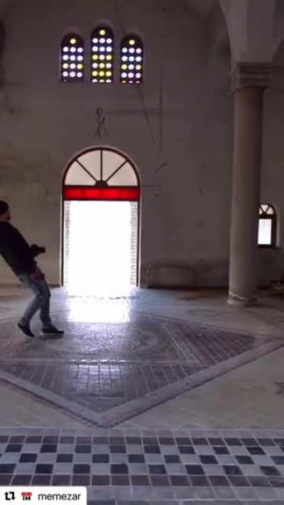 Guy explores the crookedest church in the world