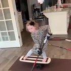 6 year old shows off her balance and puck handling skills.