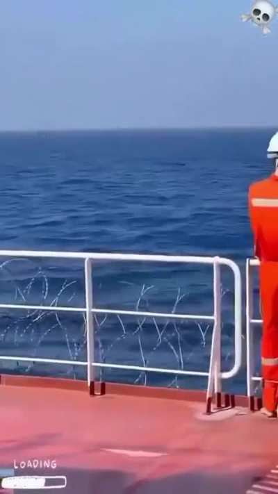 This is how some ships prepare for possible pirate attacks