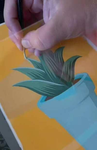 Painting potted aloe.