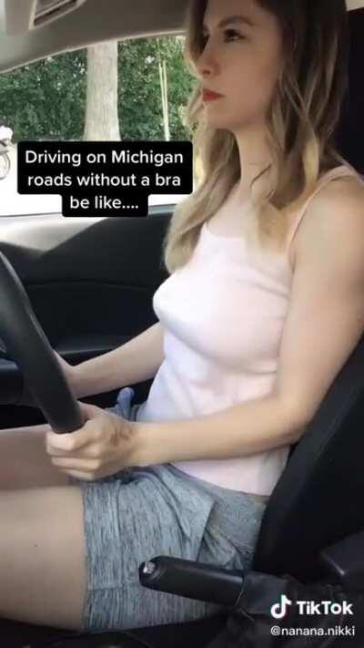 Driving without a bra bounce