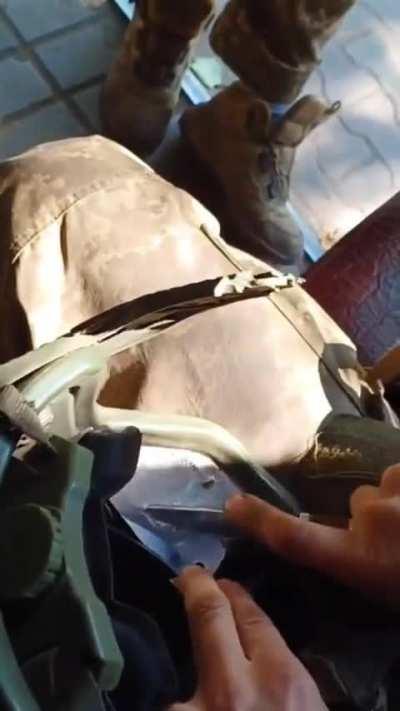 Second Birthday: the helmet of the Ukrainian defender stopped a 7.62 bullet fired by an enemy sniper