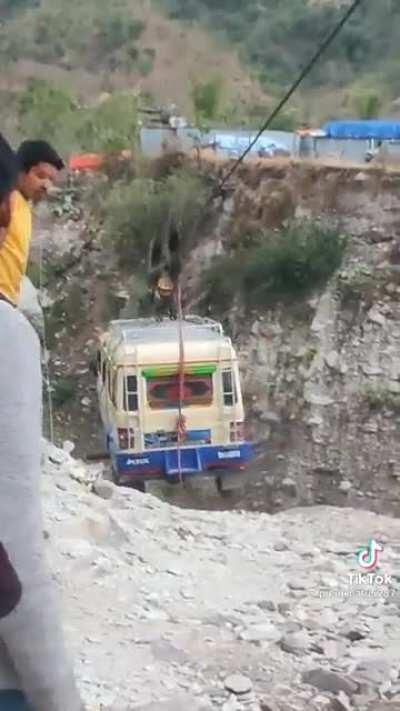 Suv takes a zip line