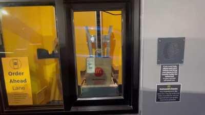 McFlurry delivered by conveyor belt at this McDonalds in Texas